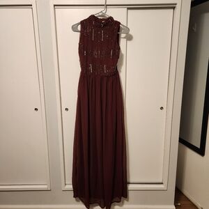 Forever 21 Burgundy Maxi Dress with Sequin Detail